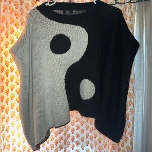 Lover Girl Knit Shoulder Pad Top in Yin and Yang